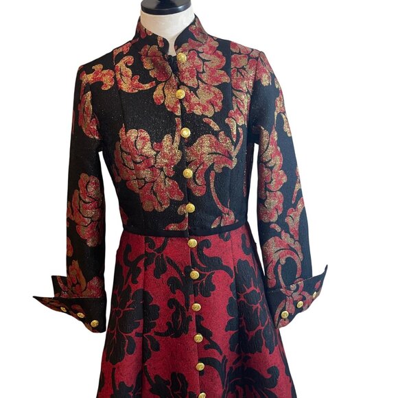 Samuel Dong Womens Coat Size Small Multicolor Brocade Pockets Floral New - Picture 11 of 13